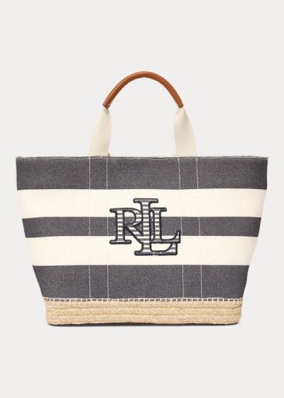 Bolsos De Mano Ralph Lauren Mujer Azul Marino Rayas - Striped Canvas Small - HTWBY0642